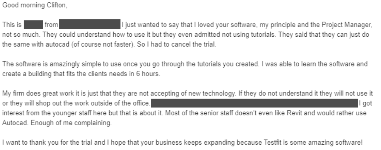 Email from millennial architect