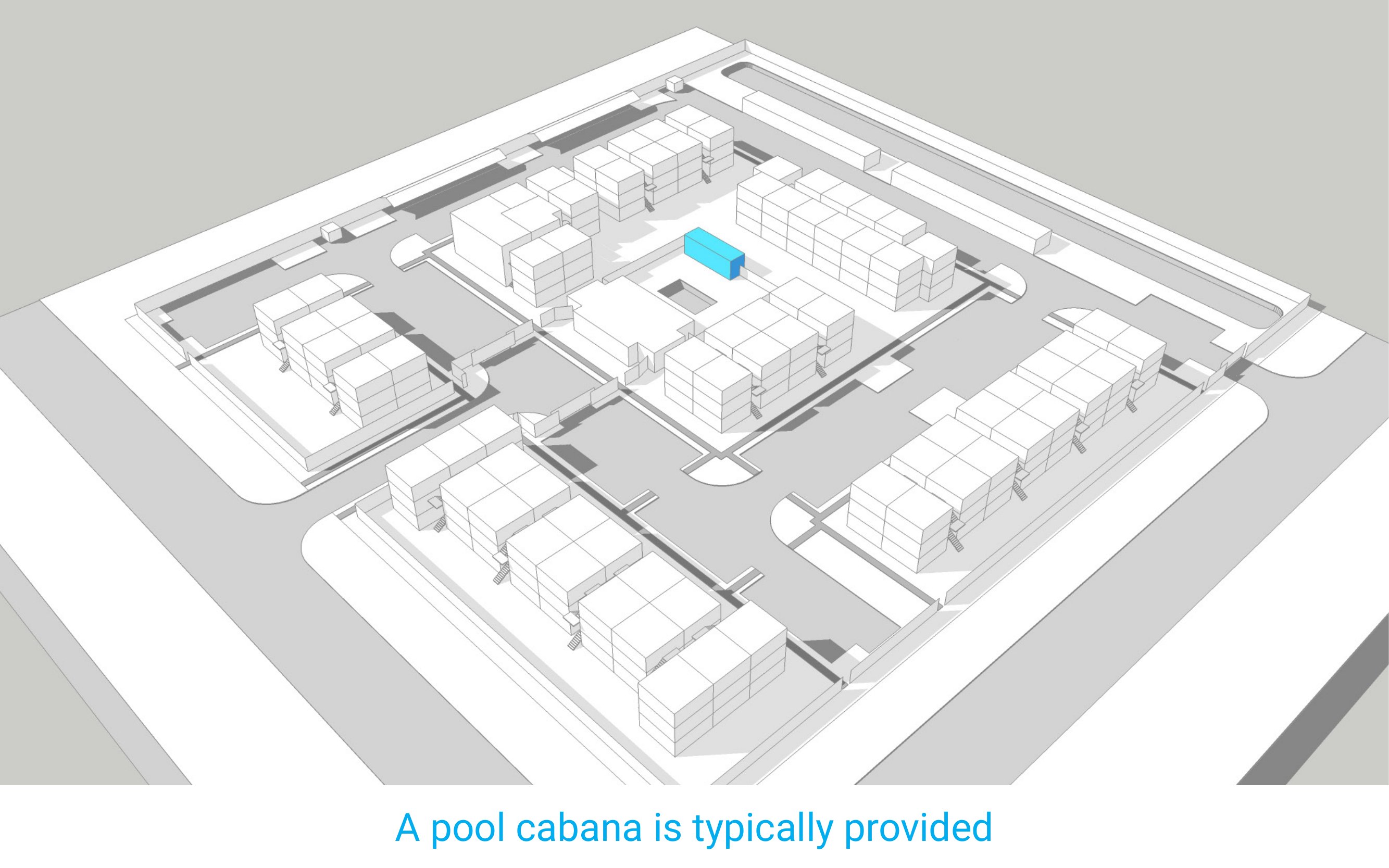 A pool cabana is typically provided