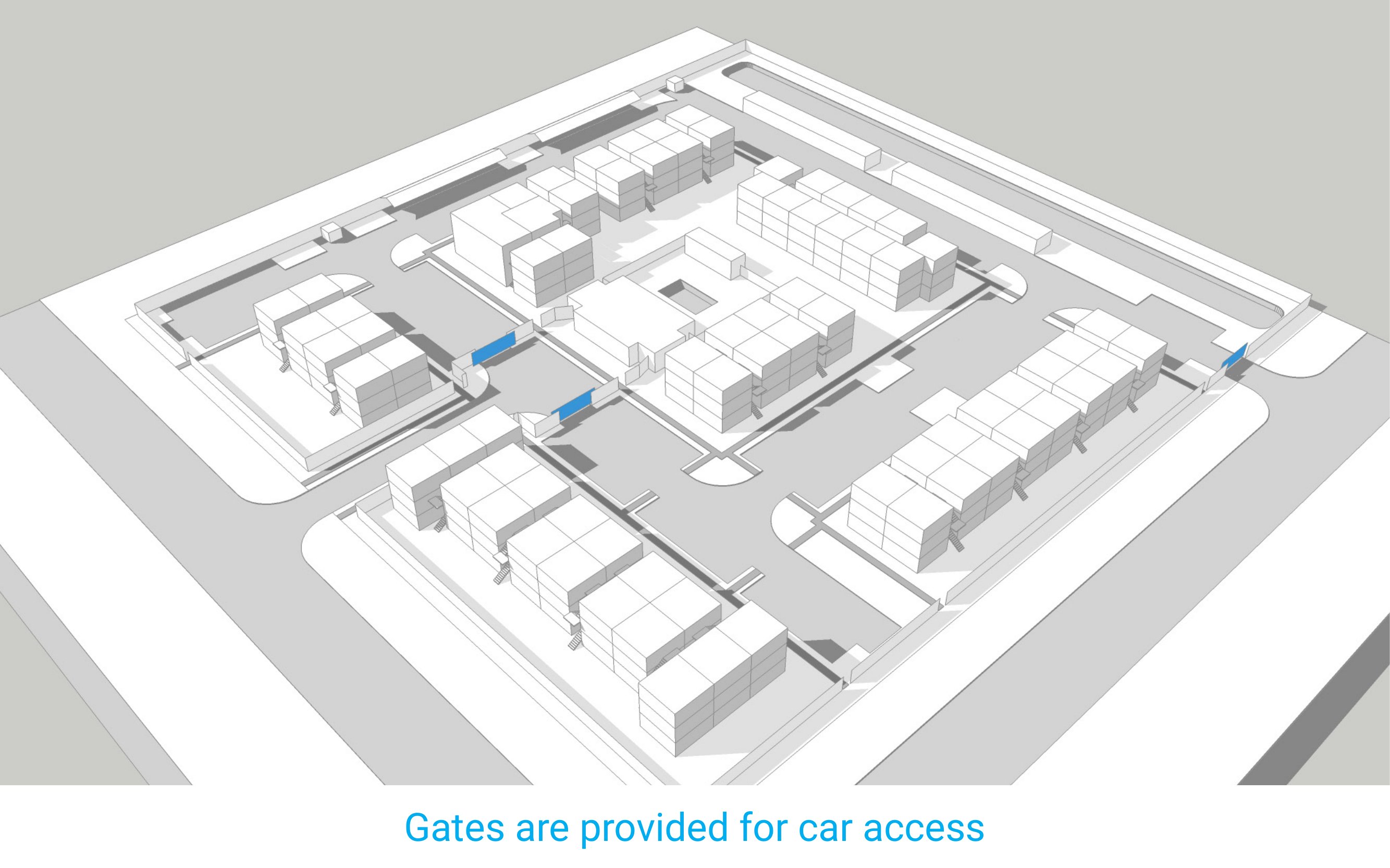 Gates are provided for car access